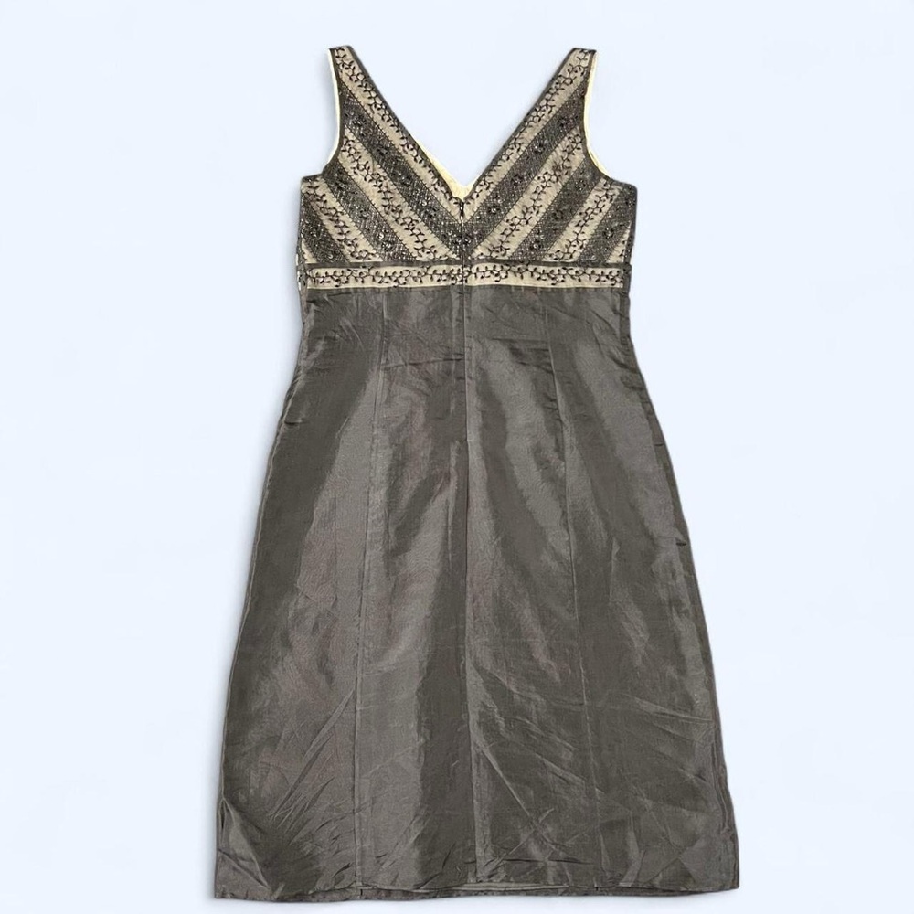 Vintage Silk Cocktail Dress Sleeveless Black Embroidered Sequin Beading Size 8